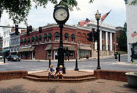 Bedford's downtown with Main St. clock