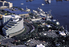 aerial view of Town Point Park in Norfolk