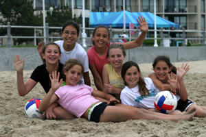 children playing in sand at Virginia Beach