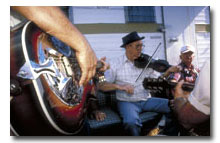 dobro and fiddle players