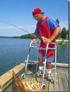 Man with walker fishing at Lake Anna